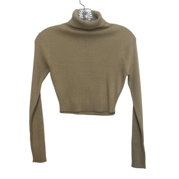 PrettyLittleThing Turtle Neck Knit Sweater Womens Large Petite LP Stone New - Picture 1 of 9